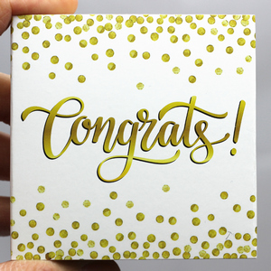 SilverTowne Natural Kraft Paper Gift Box with Congrats! Gold Confetti Box Sleeve